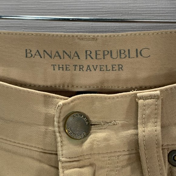Banana Republic Pants Mens 31 The Traveler Slim Fit Tan Cotton Stretch Chino - Picture 5 of 10